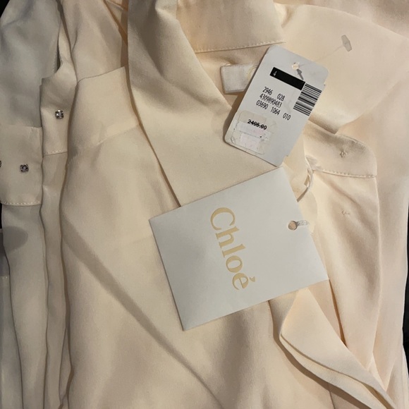 Designer Chloe Blouse w gems and removable tie. - Picture 5 of 7
